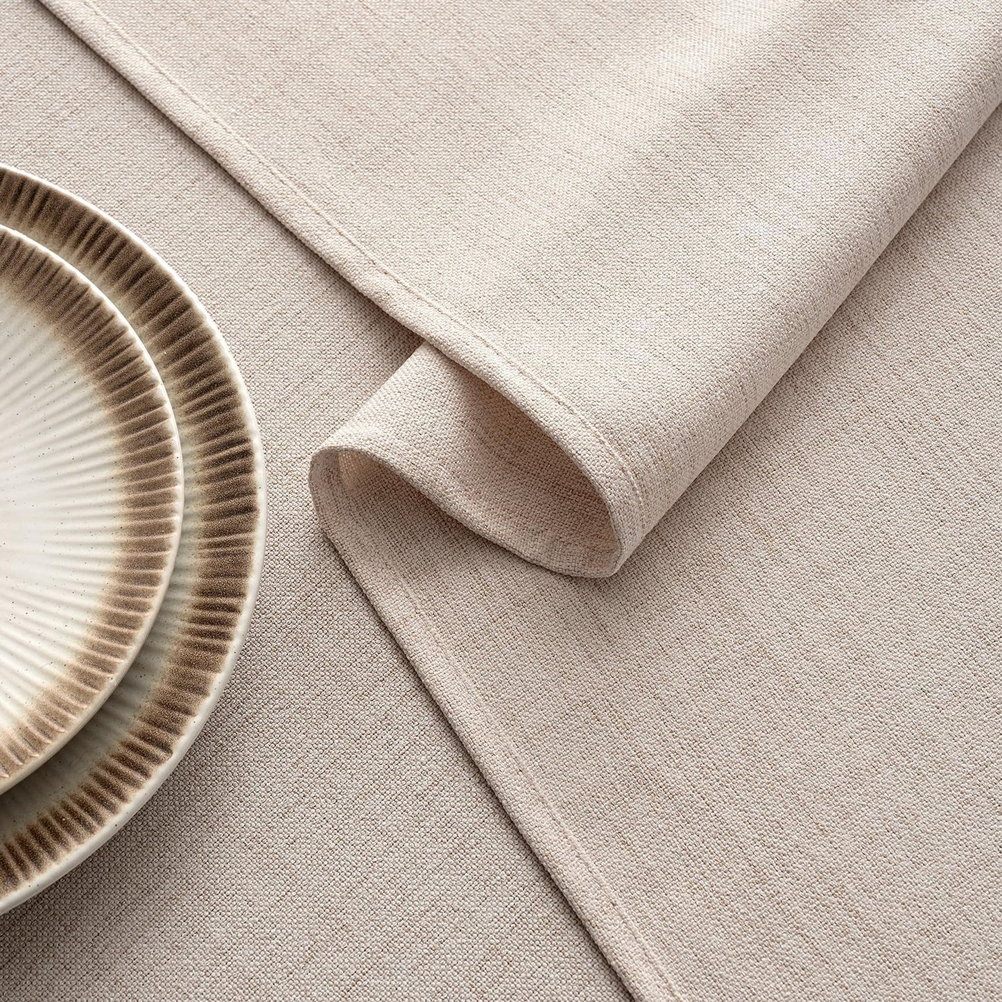 MIULEE Natural Linen Tablecloth 60x84 Inch Rectangle Table Cloth Waterproof,Stain Resistant & Wrinkle Resistant for Dining Party Wedding