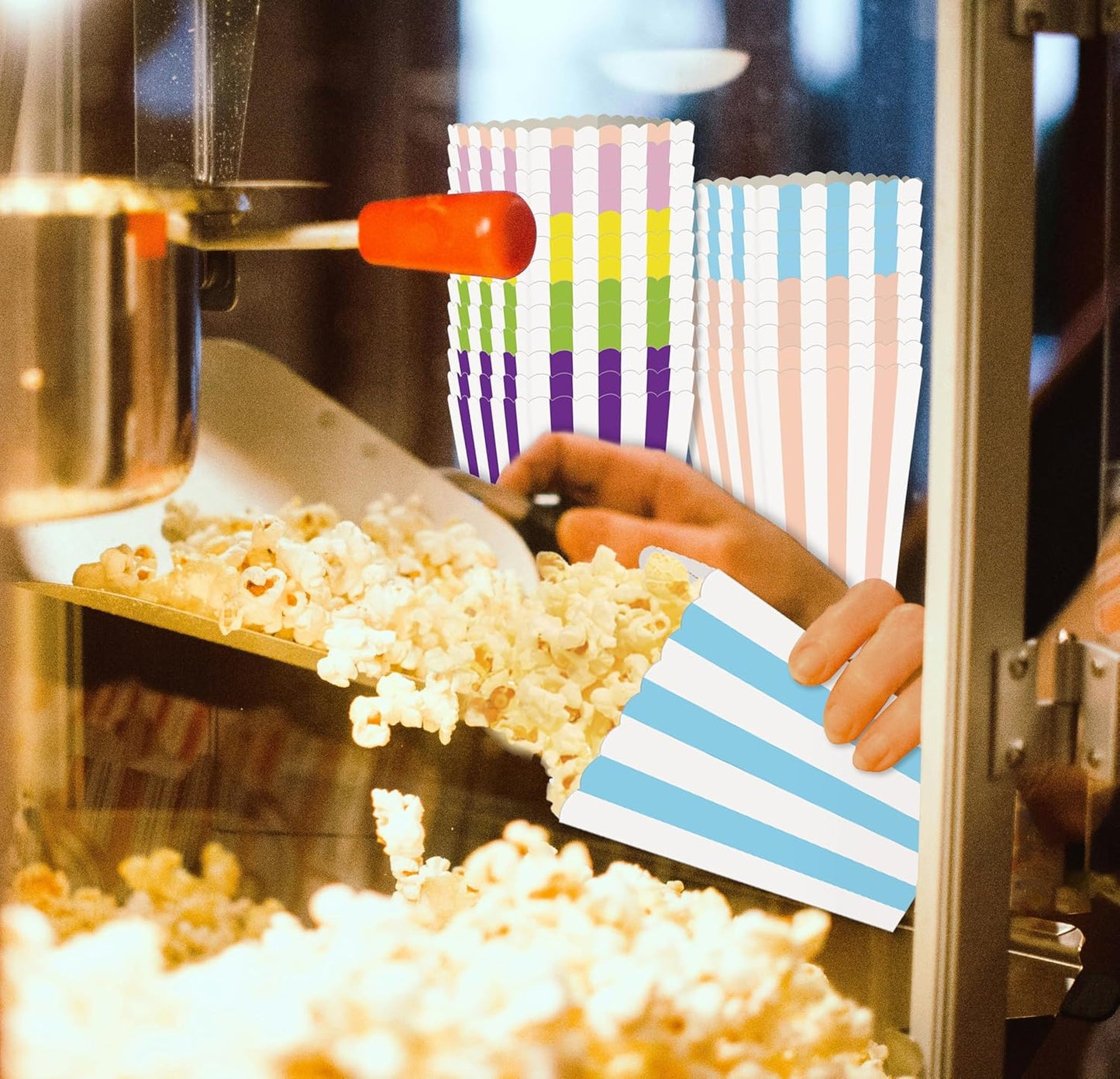 36 Pcs Striped Popcorn Boxes 2 x 4.5 x 2.7 inch Mini Popcorn Boxes Disposable Snack Popcorn Bags Cardboard Popcorn Container for Party