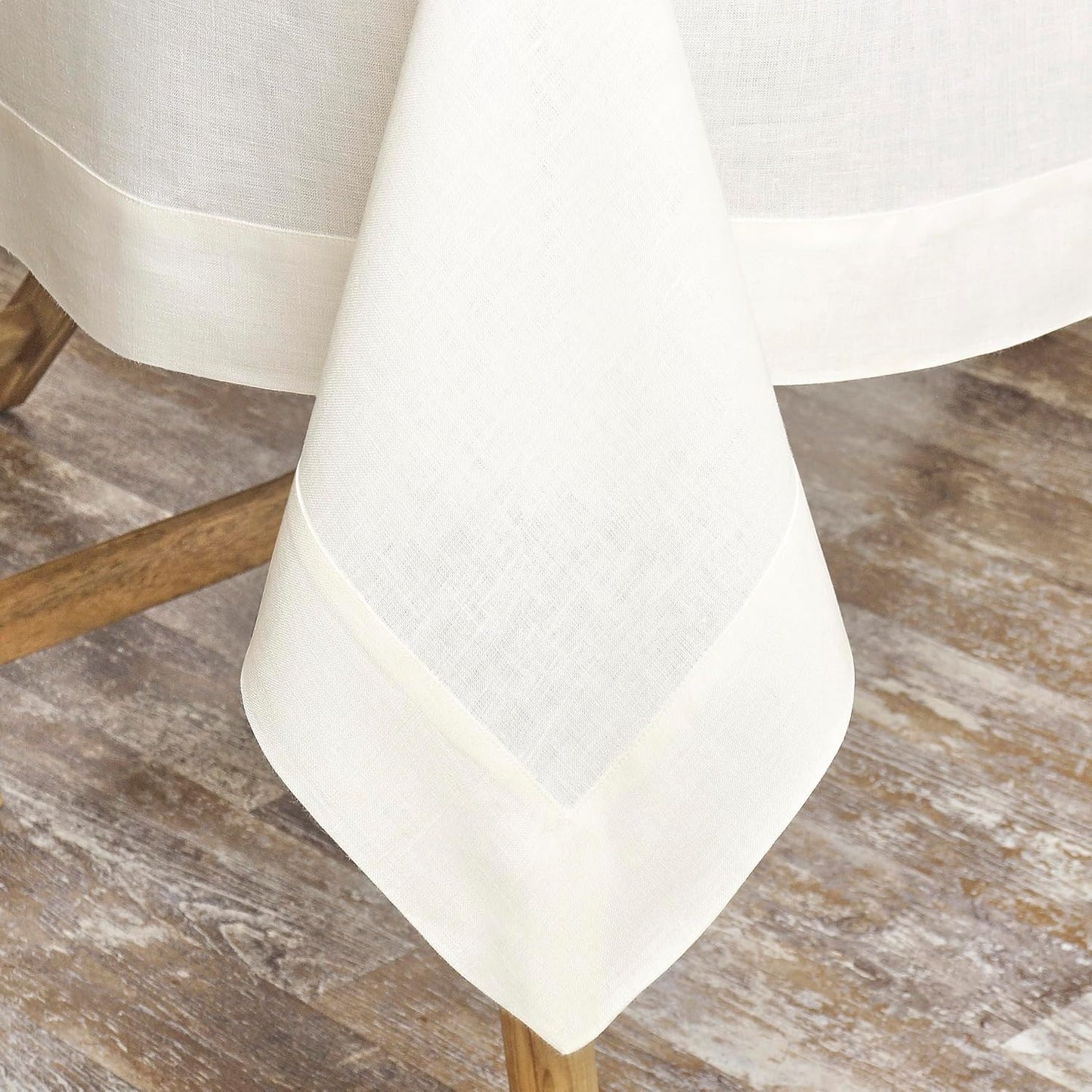 D'Moksha Homes Ivory Linen Tablecloth 60 x 156 Inch - 100% Pure Linen Tablecloth for Rectangle Tables - Machine Washable Table Cloth for Fall, Autumn and Halloween