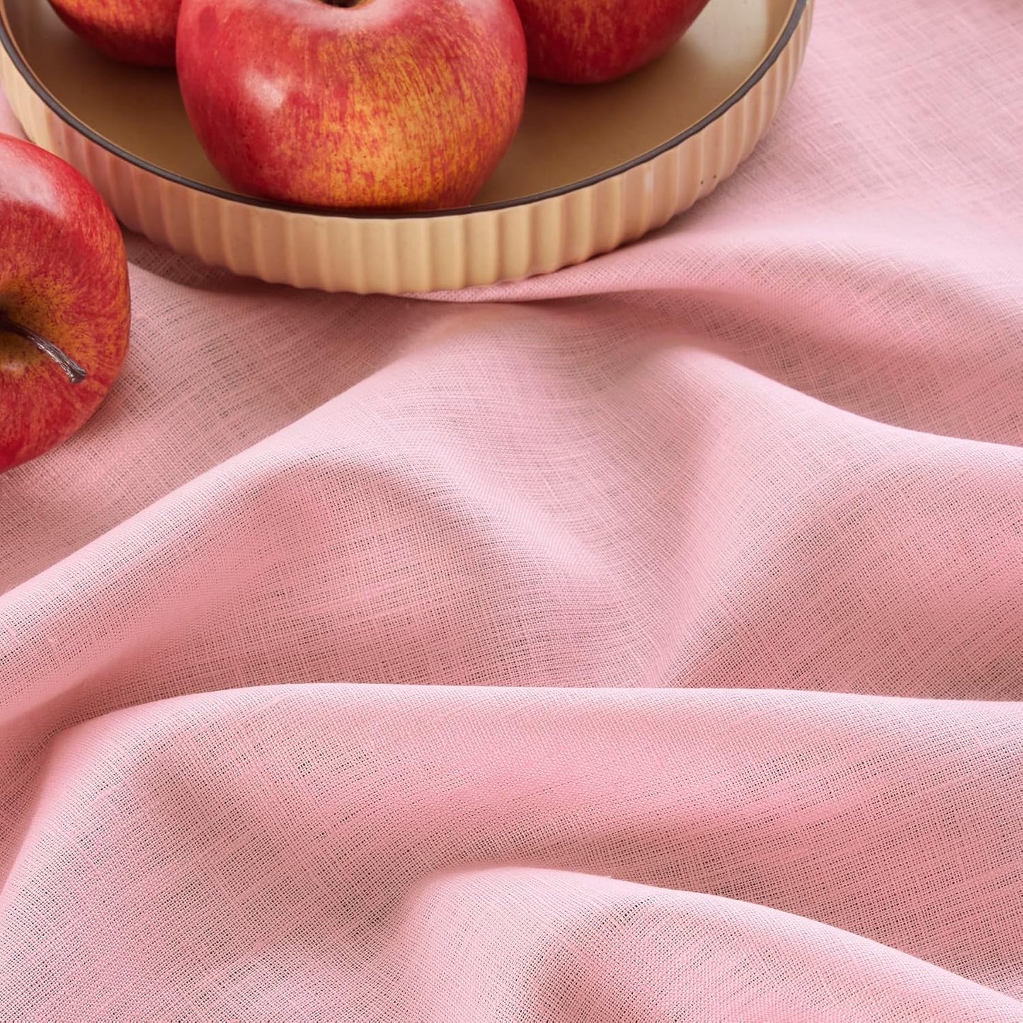 Solino Home Linen Tablecloth 60 x 108 Inch - 100% Pure Linen Pink Lemonade Table Cloth for Rectangle Tables - Fete, Machine Washable Tablecloth for Halloween