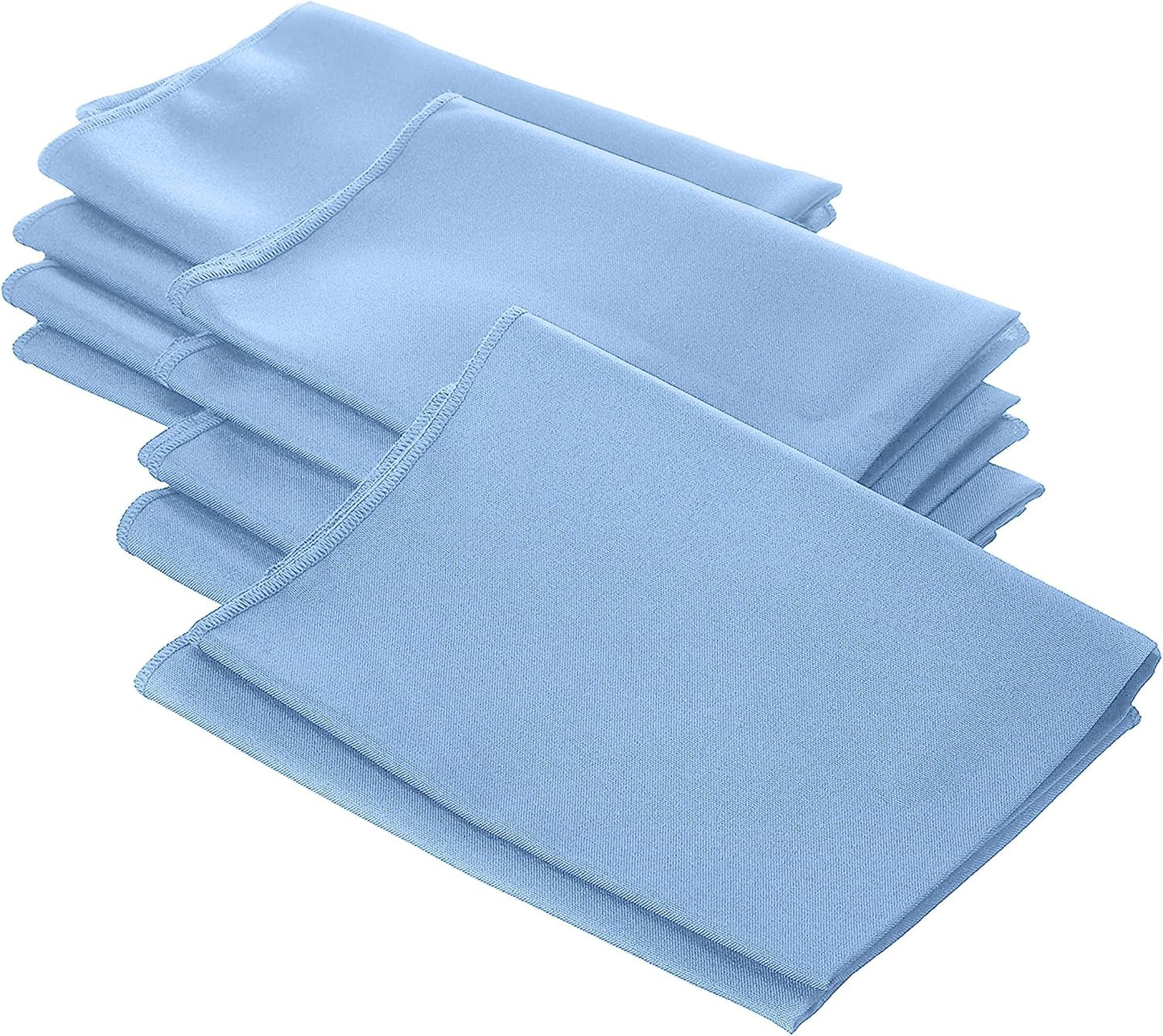 LA Linen 10-Pack Poly Poplin Napkin, Soft Cloth Napkins, Washable Reusable Napkins, Stain and Wrinkle Resistance Table Napkins for Dinner, Wedding, Parties, 18 by 18-Inch, Blue Light