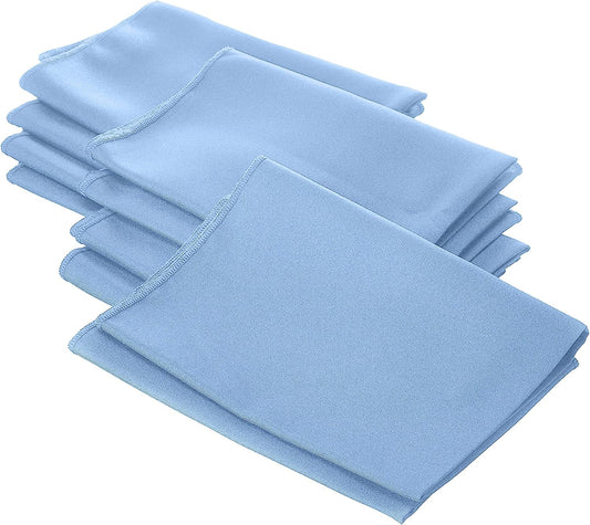 LA Linen 10-Pack Poly Poplin Napkin, Soft Cloth Napkins, Washable Reusable Napkins, Stain and Wrinkle Resistance Table Napkins for Dinner, Wedding, Parties, 18 by 18-Inch, Blue Light