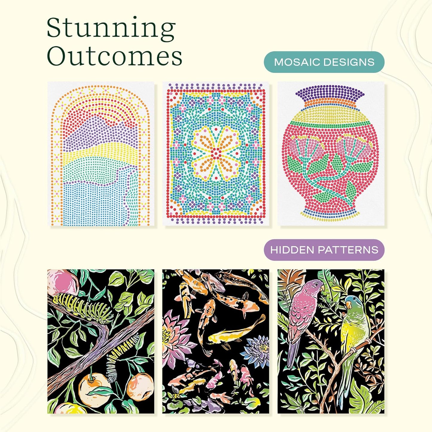 Lifelines FlowArt Activity Pad, 2-Pack - Guided Art Meditations with Markers - Mediterranean Mosaic Designs & Animal Hidden Patterns - Coloring Books for Teens, Adults & Seniors