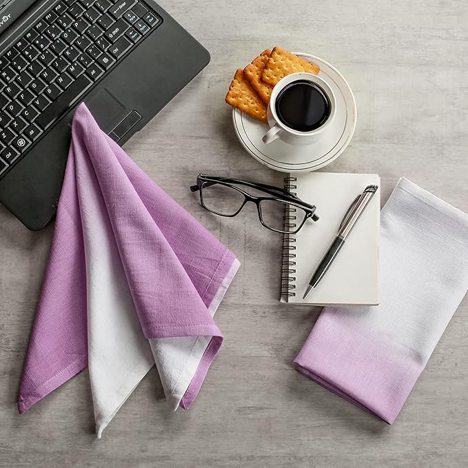 FINGERCRAFT Cloth Napkins Set of 6 Cotton Blend 20x20 Inch Large Size Dinner Napkins Cloth Perfect for Parties Dinners Weddings Cocktail Christmas Easter Ombre Tie Dye Magenta