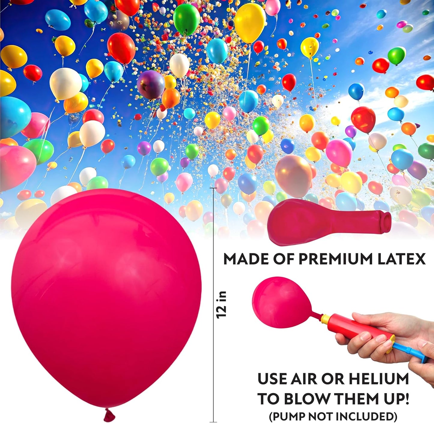 Fuchsia Balloons 50 Pack, 12 Inch Hot Pink Latex Balloons For Birthdays, Weddings, Baby Showers, Holidays