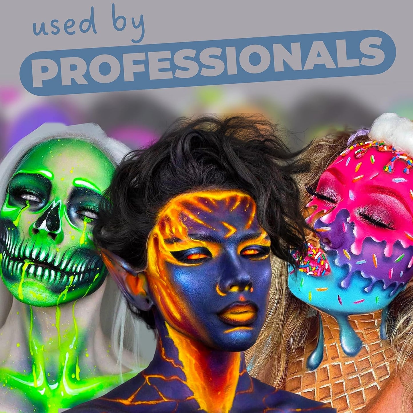 Blue Squid Face Paint Water Based Single Cake Professional Face Paint & Body Paint - Water Activated, Kids Adults Face Painting for Costume, Halloween Makeup, Cosplay - Metallic Silver Face Paint 30g