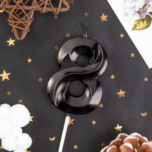 PHD Cake 2.76 Inch Diamond Black 8 Number Birthday Candles for Party Celebration