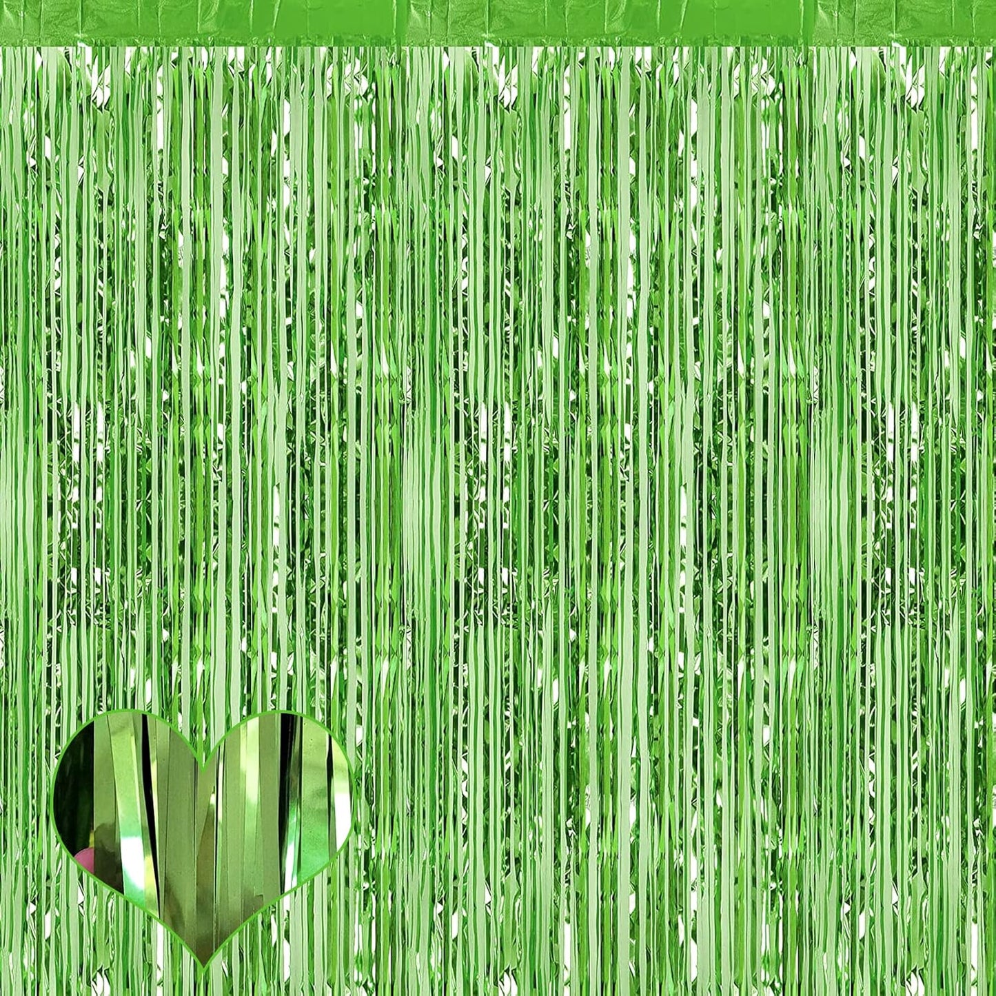 4 Pack Fringe Curtain Backdrop, 3.2Ft x 6.6Ft Light Green Metallic Tinsel Foil Fringe Streamers Background for Photo Booth Birthday Wedding Baby Shower Carnival Easter Mother’s Day Party Decorations