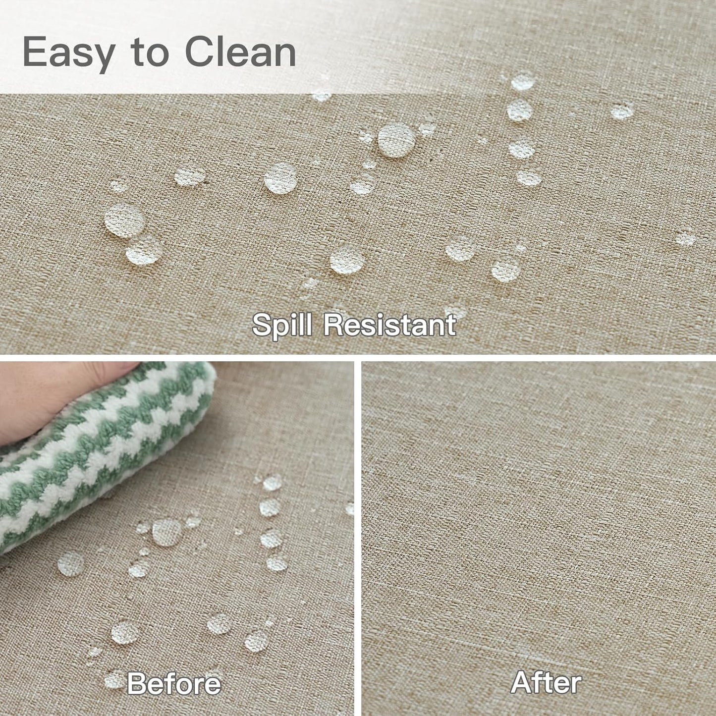 maxmill Square Linen Tablecloth Water Resistance Antiwrinkle Spill Proof Stain Resistant Fabric Table Cloth, Decorative Fabric Table Cover for Banquet Party Event Holiday Dinner, 70 x 70 Inch, Linen