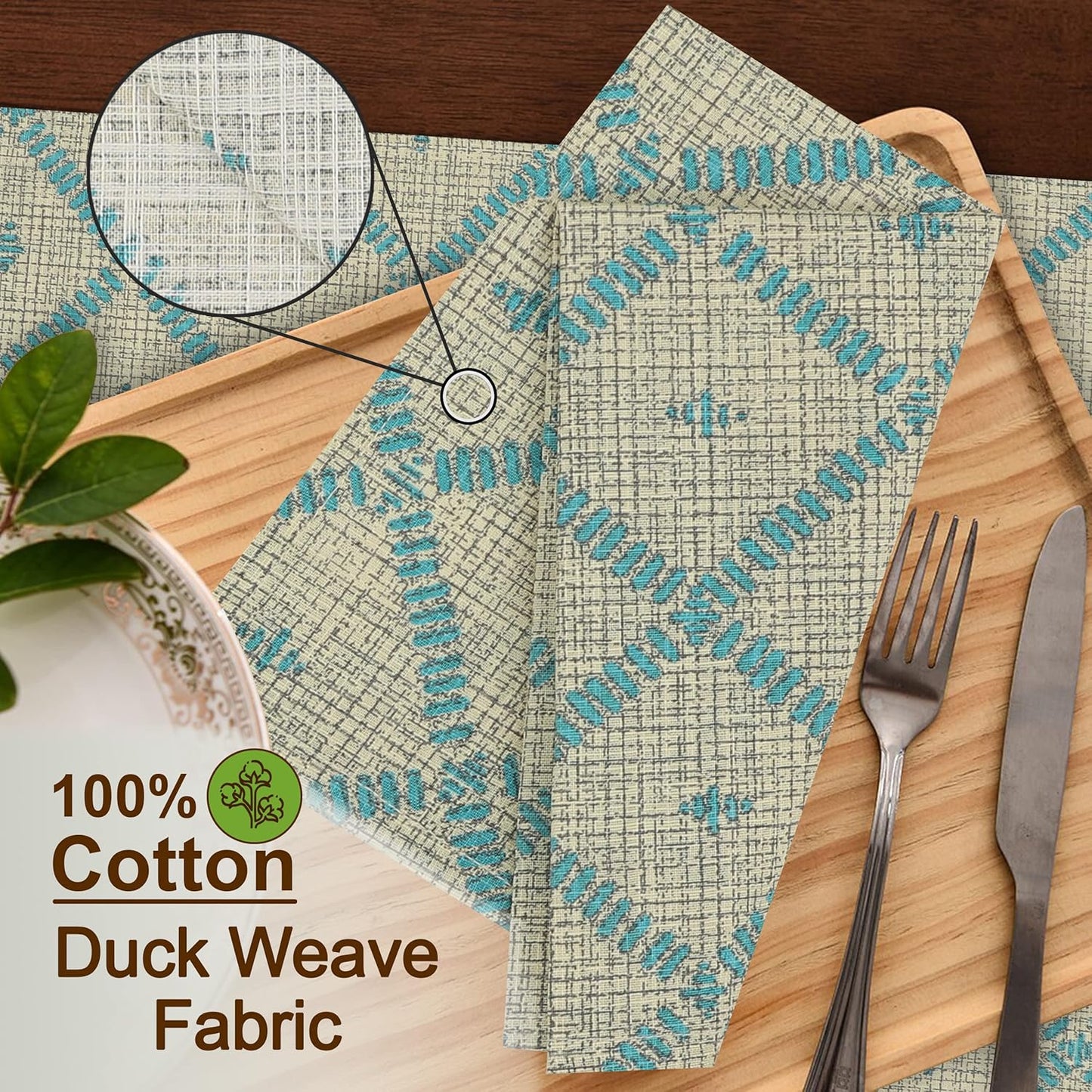 RUVANTI Cloth Napkins Set of 6 Cotton 100%, 18x18 Inches Napkins Cloth Washable, Soft, Absorbent. Cotton Napkins for Parties, Christmas, Thanksgiving, Weddings, Dinner Napkins Cloth - Linear