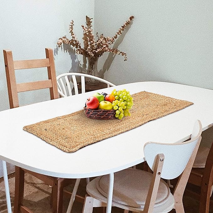 Goroly Home Reversible Jute Woven Table Runner - Farmhouse Burlap, Eco-Friendly Rustic Vintage Dining Decor, Natural Jute Table Décor for Christmas Holiday New Year Table - 13x36 Inch, Natural