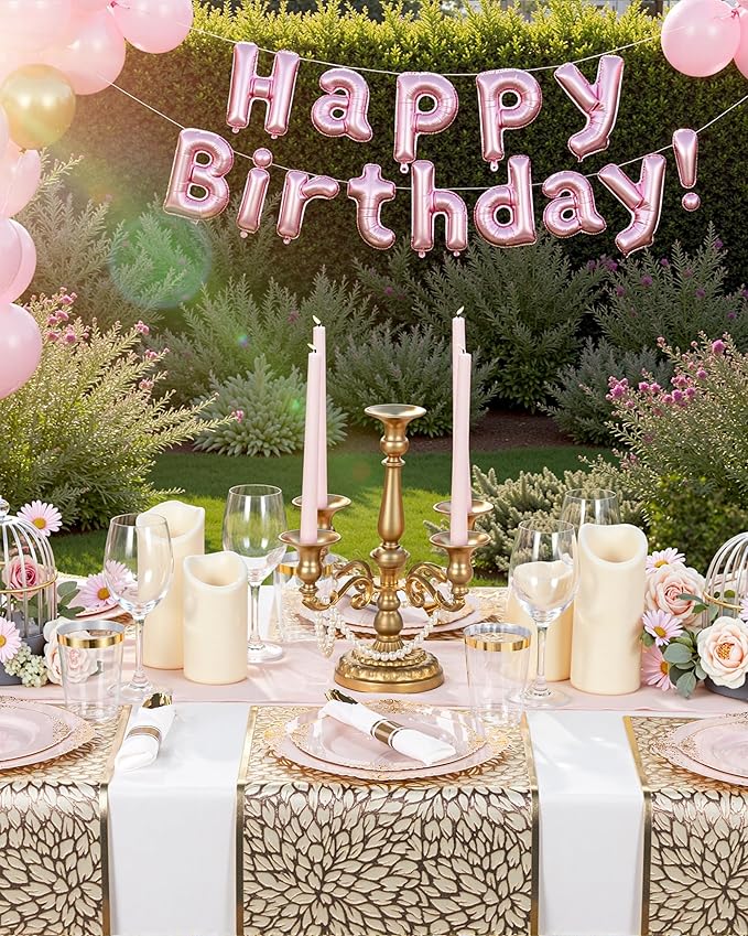 Nervure 100PCS Pink and Gold Plastic Plates - 7.5 inch Pink Plastic Plates with Gold Rim - Disposable Dessert Plate for Wedding & Party & Easter