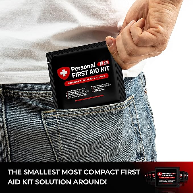 Personal First Aid Kit - Case of 80 | Clean, Treat, Protect Minor Cuts, Scrapes and Burns | Perfect for Home, Office, Car, School, Business, Camping | Individually Wrapped First Aid Products (Space)