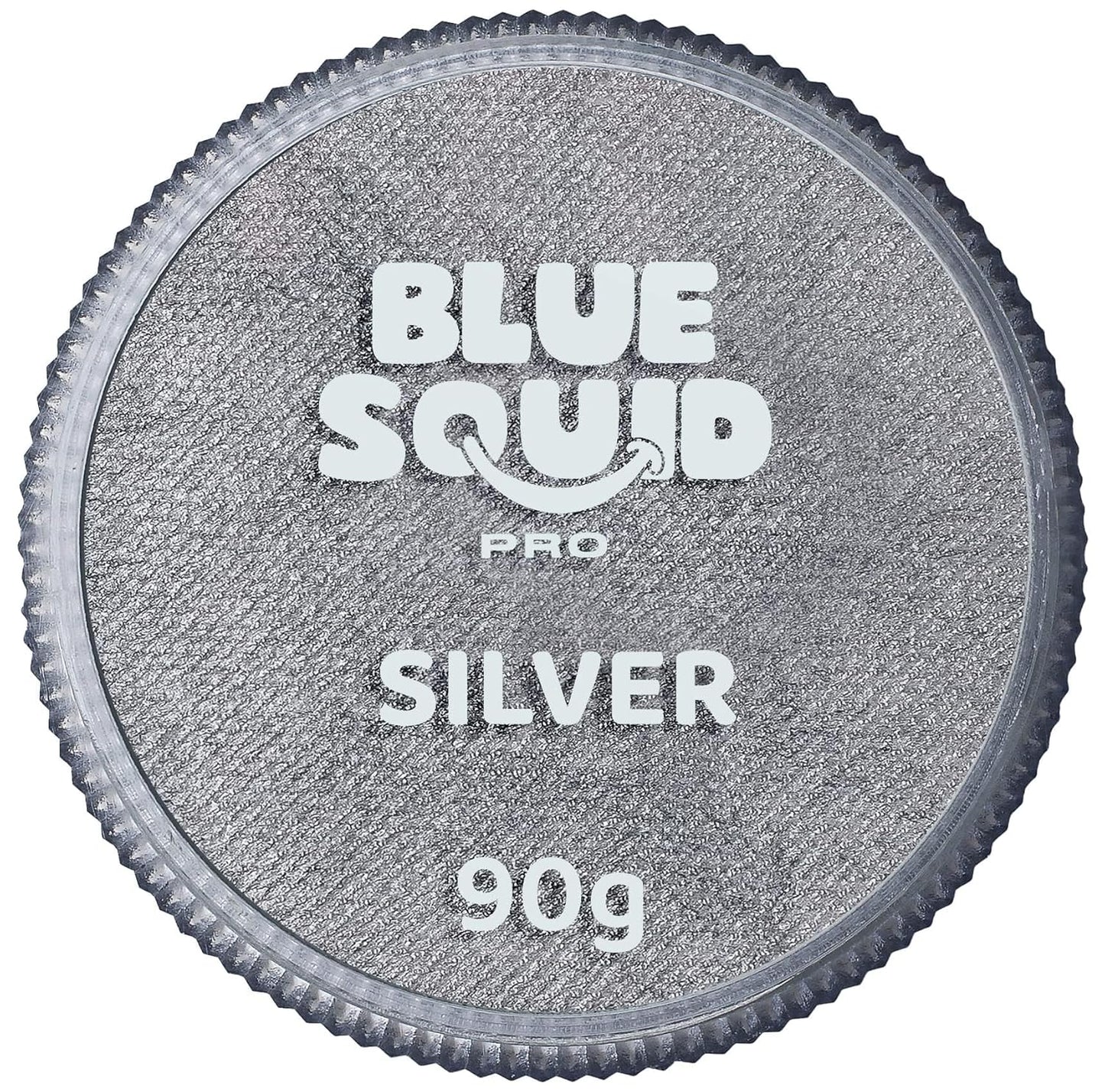 Blue Squid PRO Face Paint - Professional Water Based Single Cake Facepaint & Body Paints - SFX Makeup, Kids Adults Face Painting for Costume, Halloween, Cosplay - Metallic Silver 90g / 3oz
