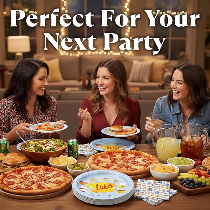 Silver Buffalo Gilmore Girls Paper Napkin and Plate Party Pack, 32 Count