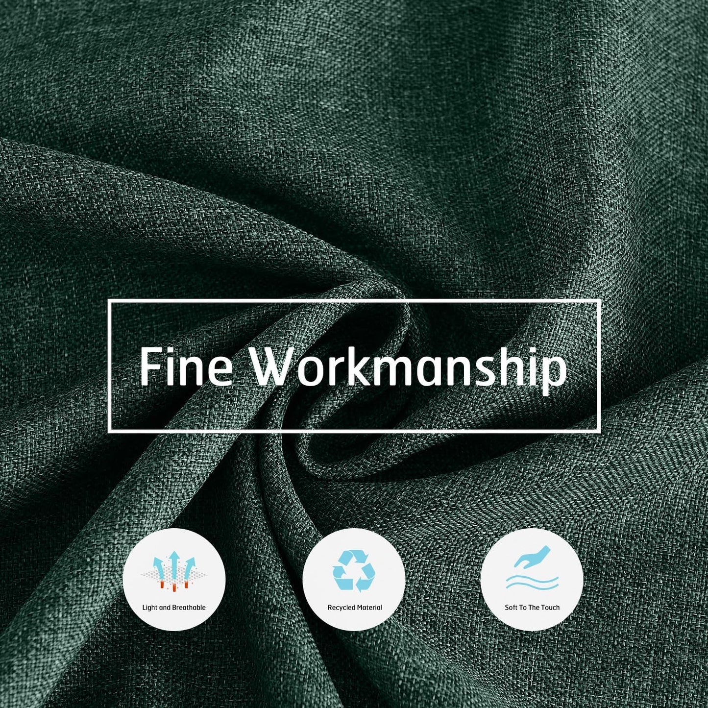 SEASHORE TREE Rectangle Tablecloth Linen Textured Table Cloths 55 x 71 Inch Waterproof Spill-Proof Wipeable Wrinkle Free Dining Table Cover for Buffet Party Farmhouse Outdoor Indoor Use, Hunter Green