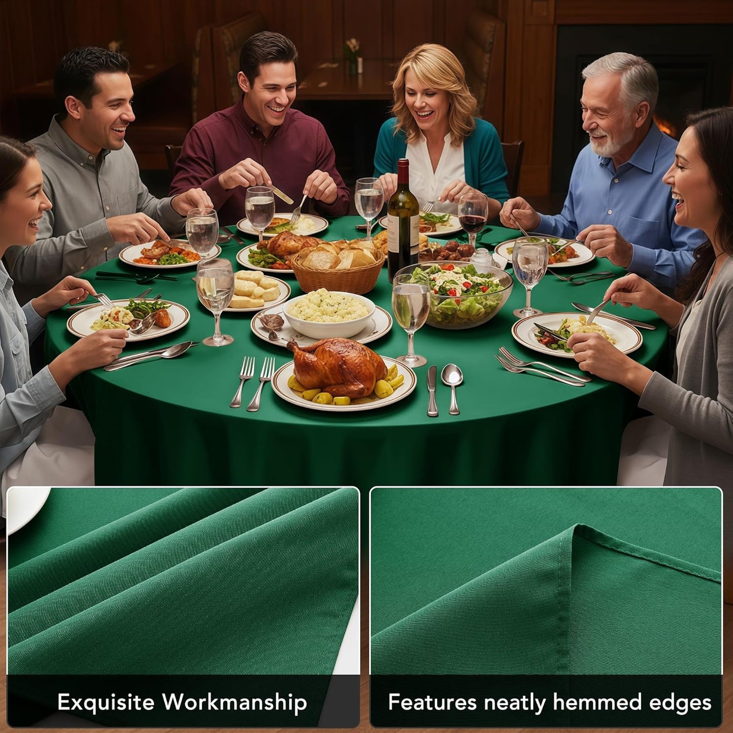 10-Pack Hunter Green Round Tablecloths, 84 Inches, Stain-Resistant Polyester for 3-5 Ft Round Tables - Washable Table Covers for Weddings, Banquets, Birthday Parties, Events