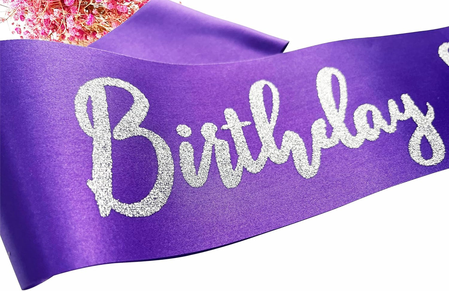 Birthday Squad Sash, 6 Pieces Purple with Silver Glitter Letter Birthday Gift Sashes Set for Women Funny Party Favors Decorations for 16th 18th 21st 25th 30th 40th 50th or Other Bday