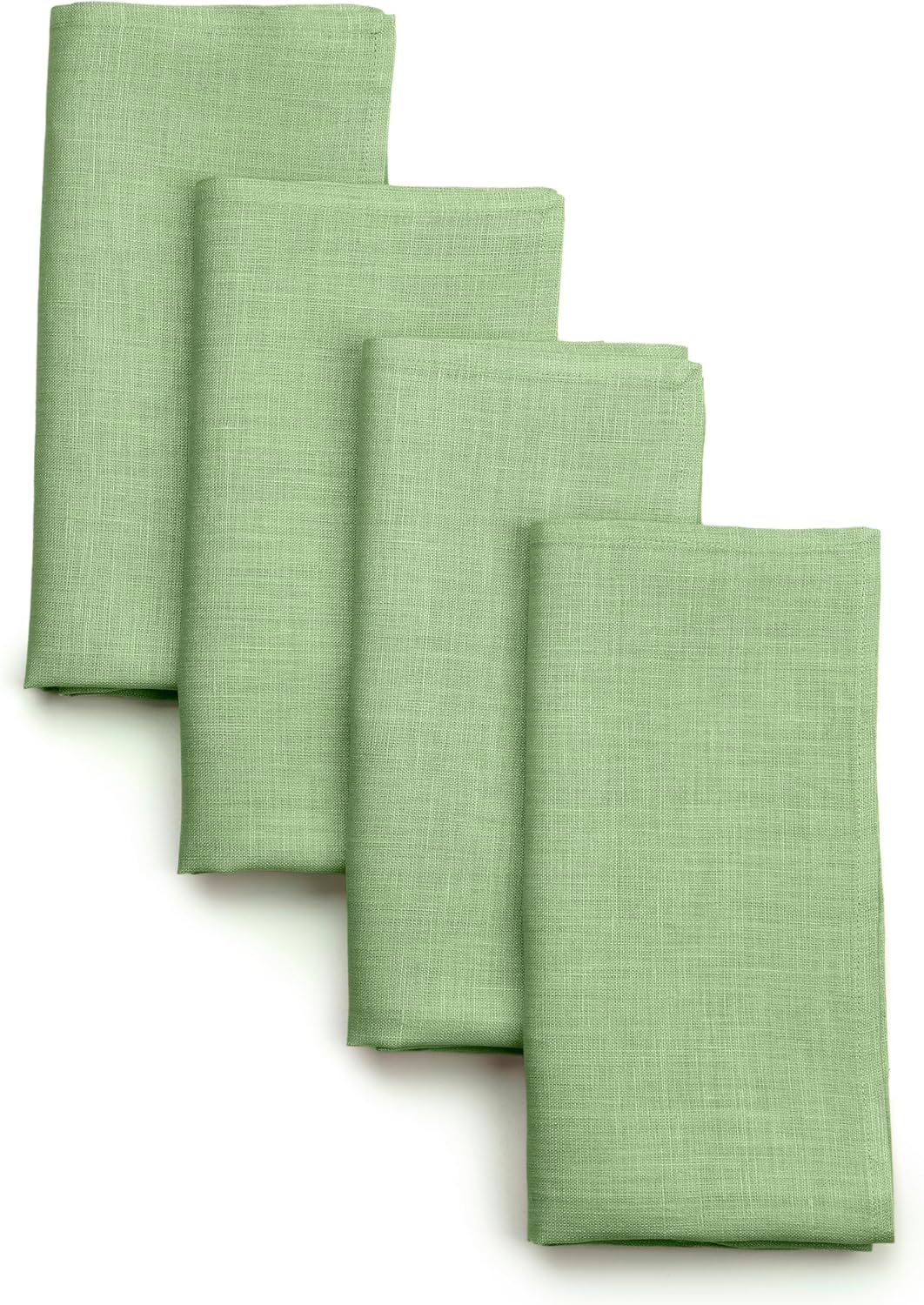 D'Moksha Homes Sage Green Linen Napkins 18 x 18 Inch - 100% Pure Linen Cloth Washable Dinner Napkins Set of 4 for Fall, Thanksgiving, Christmas, Holiday