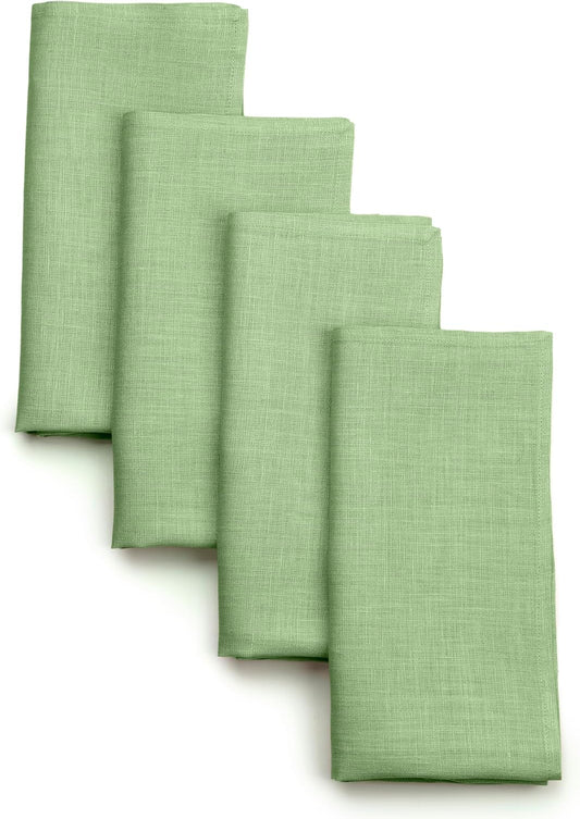 D'Moksha Homes Sage Green Linen Napkins 18 x 18 Inch - 100% Pure Linen Cloth Washable Dinner Napkins Set of 4 for Fall, Thanksgiving, Christmas, Holiday