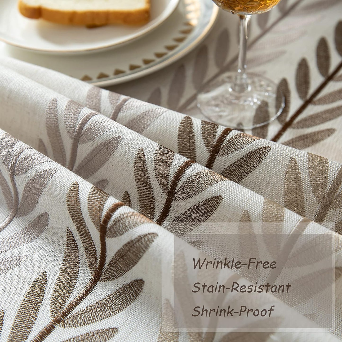 Oubonun Cotton Linen Rectangular Tablecloth - Wrinkle Resistant & Waterproof - Machine Washable Table Cloth with Tassels for Kitchen & Dining, 55''x70'', 4-6 Seats