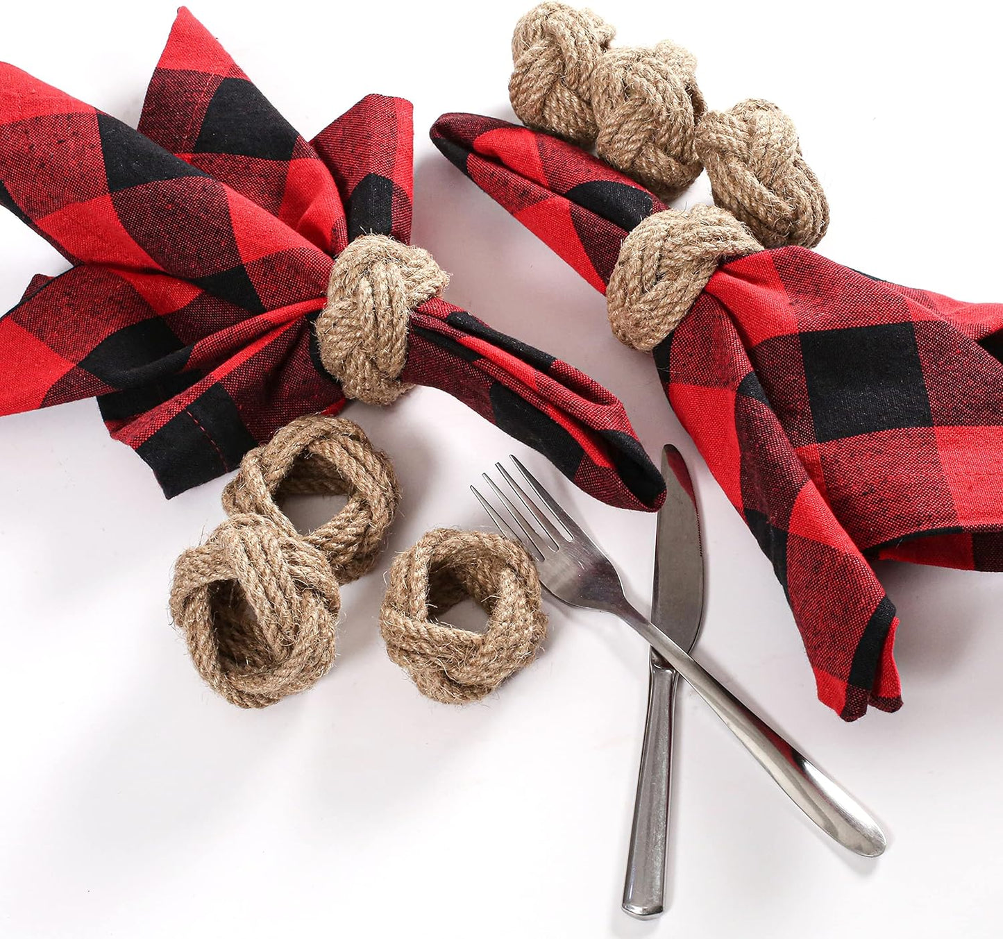Lightnpro Jute Napkin Rings Set of 12, Classic Hand Woven Napkin Holders, Decorative Serviette Ring, Christmas Party Decoration, Everyday, Family Gatherings - Set Your Table with Style - Natural