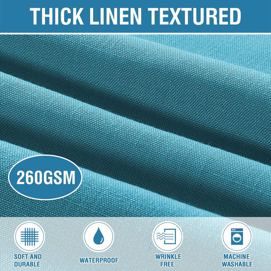 H.VERSAILTEX Linen Textured Table Cloths 60 x 60 Inch Premium Solid Tablecloth Spill-Proof Waterproof Table Cover for Dining Buffet Feature Extra Soft and Thick Fabric Wrinkle Free, Teal