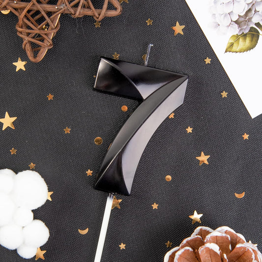 PHD CAKE 2.76 Inch Diamond Black 7 Number Birthday Candles, Black Number Candles, Cake Number Candles, Party Celebration