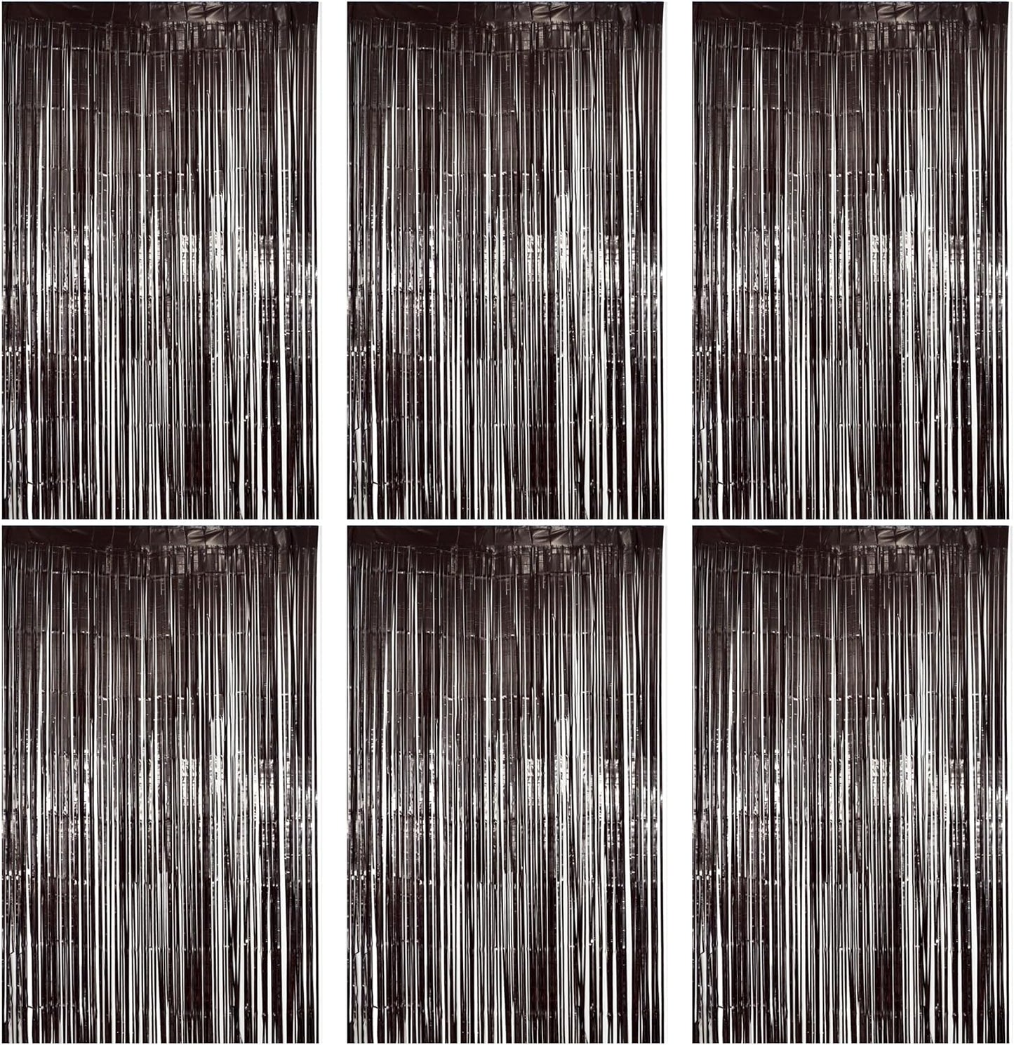 6 Pack Black Fringe Backdrop, Black Streamers Party Backdrop, Party Decorations Supplies for Birthday, Holidays, Parties & More