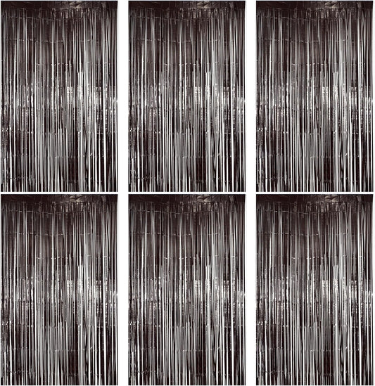 6 Pack Black Fringe Backdrop, Black Streamers Party Backdrop, Party Decorations Supplies for Birthday, Holidays, Parties & More