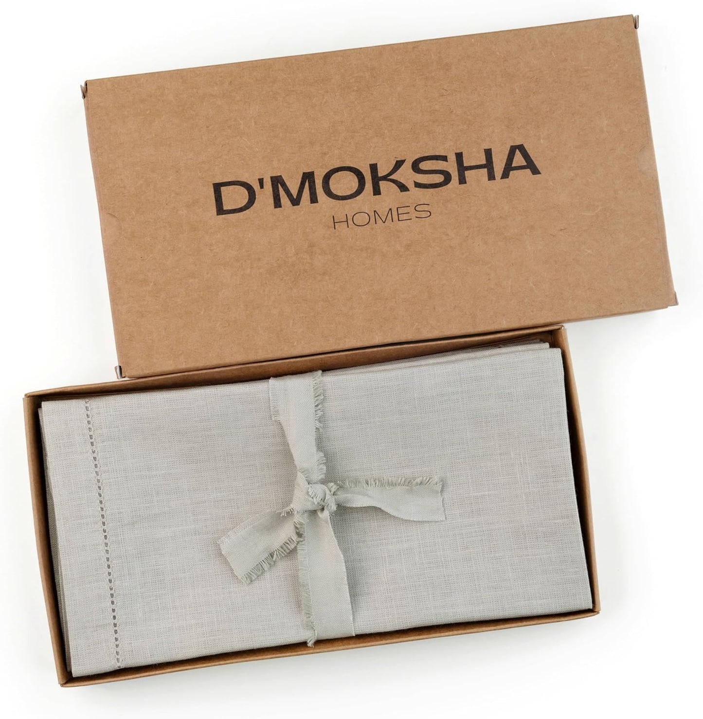 D'Moksha Homes Silver Grey Linen Napkins Set of 8 - Classic Hemstitch 100% Pure Linen Dinner Napkins Cloth 20 x 20 Inch for Fall, Thanksgiving, Holiday - Handcrafted and Machine Washable