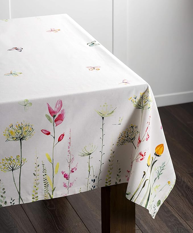 Maison d' Hermine Table Cloth Rectangle Table 100% Cotton 54 x 72 Inches Tablecloth Reusable Decorative for Dining Room Farmhouse Home Valentines Day Decorations Spring Summer - Botanical Fresh