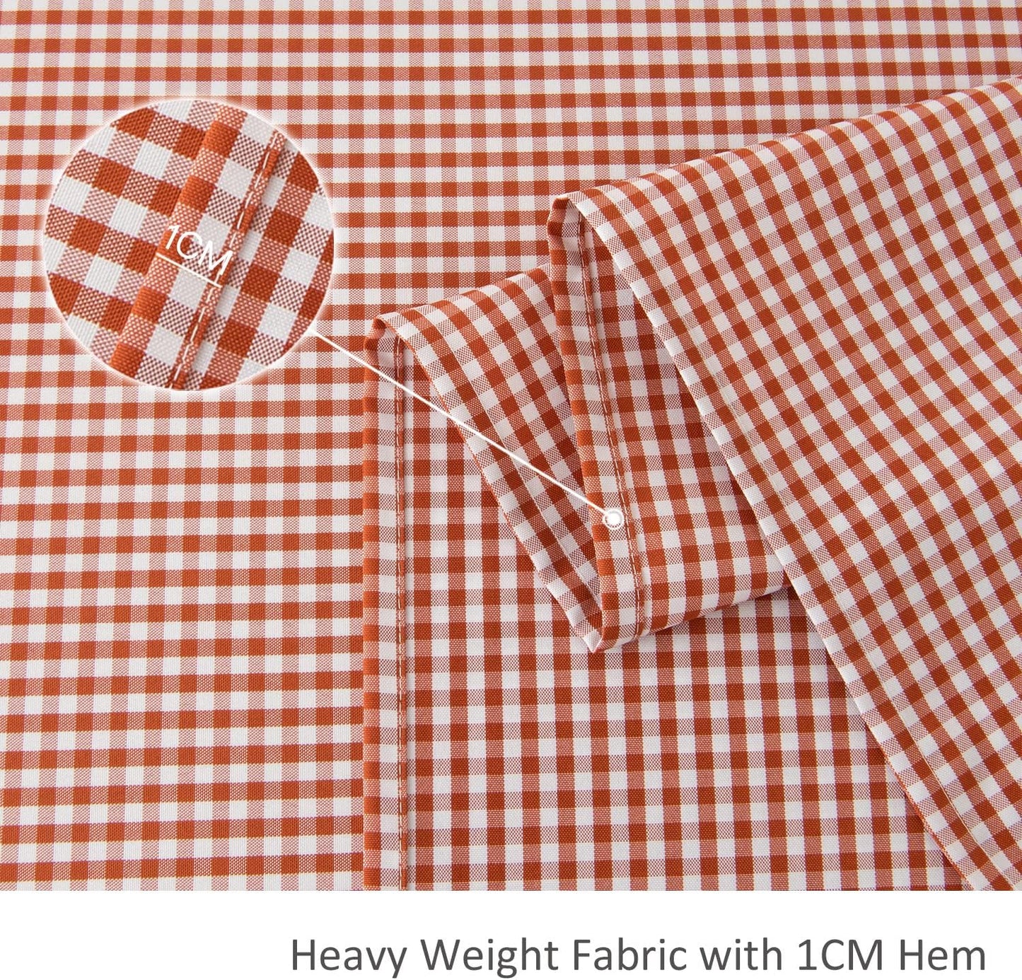 maxmill Square Checkered Tablecloth Water Resistance Antiwrinkle Spillproof Heavy Weight Gingham Kitchen Table Cloth Buffalo Plaid for Dining Room Party Holiday Dinner 70 x 70 Inch Rust White