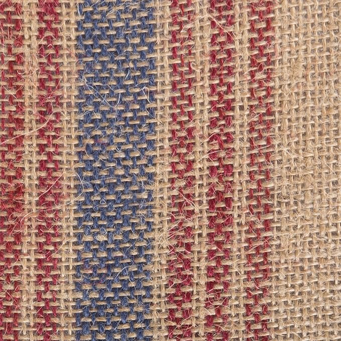 DII Jute Burlap Collection Kitchen Tabletop, Table Runner, 14x72, Middle Stripe Blue/Red