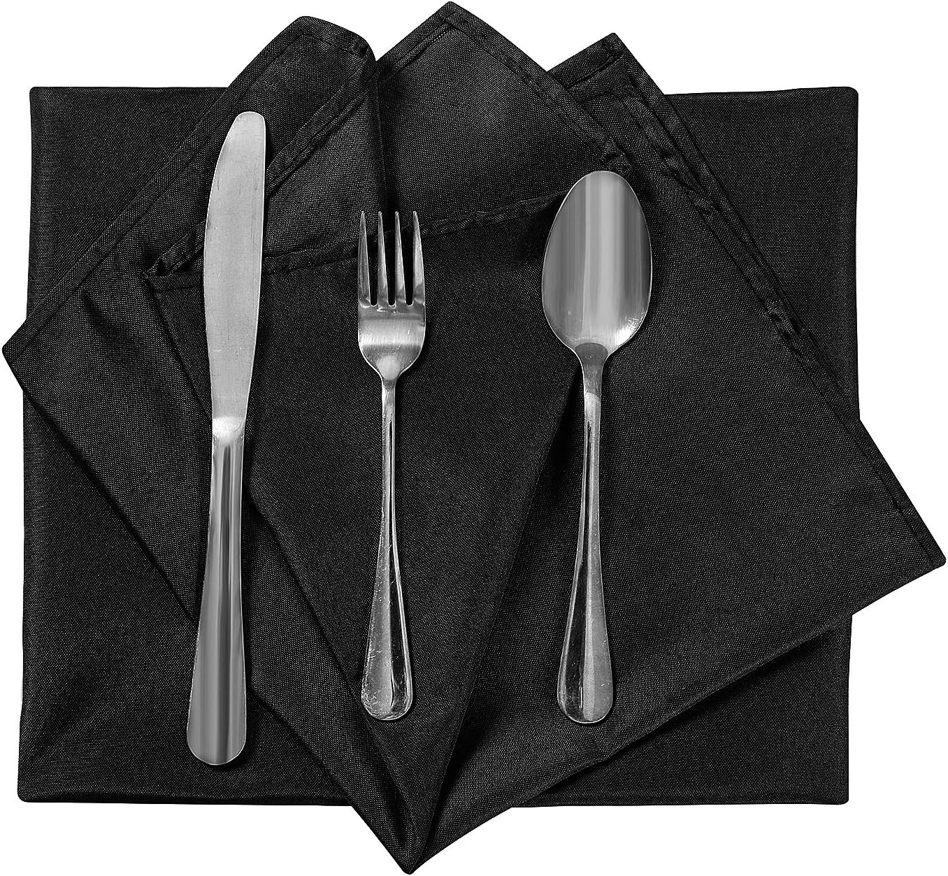 Cloth Napkins 17x17 inch Washable Polyester Dinner Napkins Soft Table Napkins for Wedding Party Dining Banquet(Black,25PCS)
