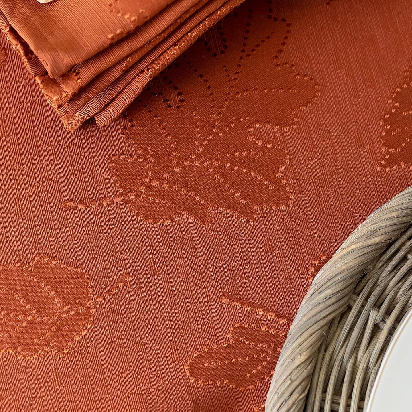 Benson Mills Harvest Legacy Damask Fabric Table Cloth Fall, Harvest, and Thanksgiving Tablecloth (Rust/Burnt Orange, 60" x 104" Rectangular)