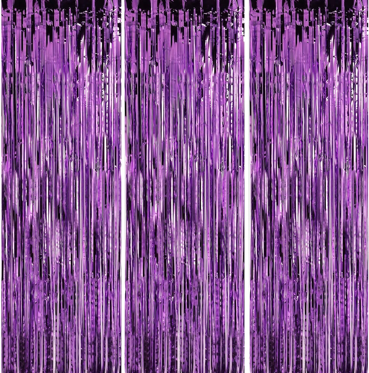 Crosize 5 Pack 3.3 x 9.9 ft Purple Foil Fringe Curtains Party Decorations, Purple Tinsel Curtain Backdrop for Parties, Door Streamers, Glitter Streamer Backdrop for Birthday Decoration
