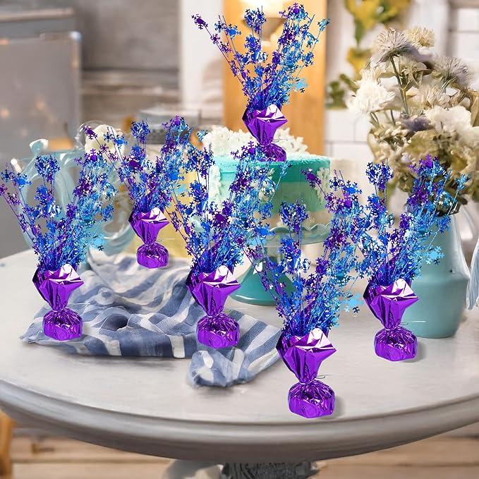 Gyufise 6 Pack Metallic Foil Spray Centerpiece Snowflake Table Decoration Burst Table Centerpieces Table Decor for Winter Wonderland Birthday Wedding Anniversary Holiday Party Supplies Multicolor