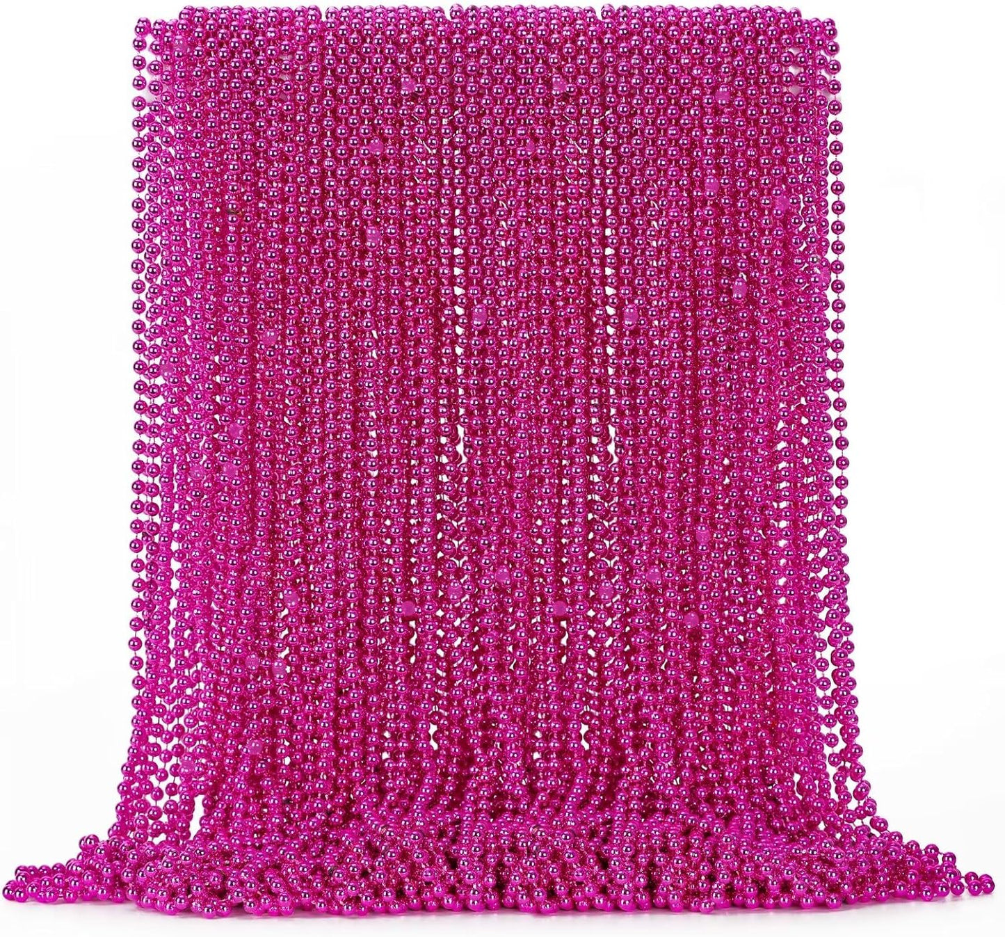 72PCS Bead Necklace, 33" Rose Red Bead Necklaces Bulk, Mardi Gras Beads Necklace Costume, Festival Parade Throw Accessories for Wedding Birthday Gender Reveal Party Events Supplies Decorations