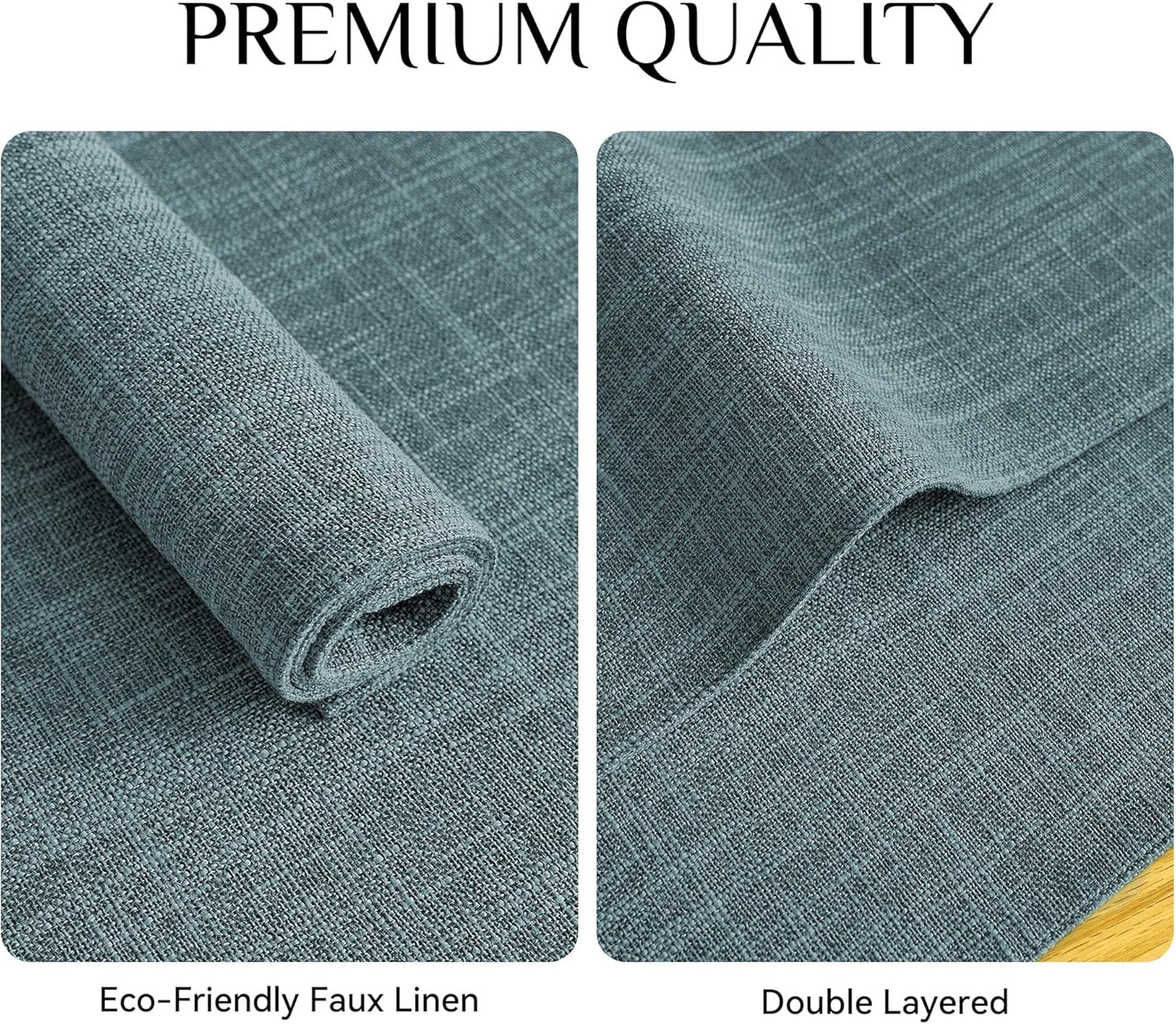 Softalker Faux Linen Placemats Set of 8-12 x 18 Inch, Heat Resistant Double Layered Durable Burlap Farmhouse Place Mats, Non-Slip Washable Rustic Table Mats for Dining, Kitchen, Party（Light Blue
