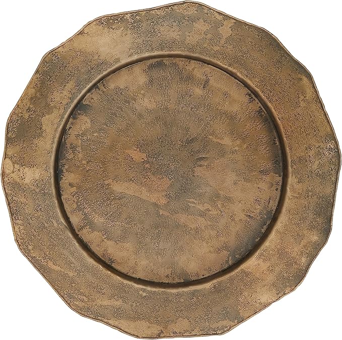Elegant Hammered Metal Charger Plate with Scallop Edge (Set of 4)