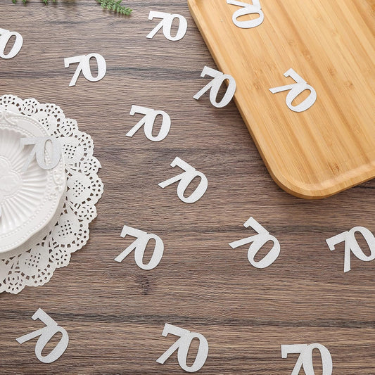Number 70 Confetti Birthday Decorations - Silver Glitter 70th birthday Confetti Table Scatters Decorations Supplies for Birthday Anniversary Party