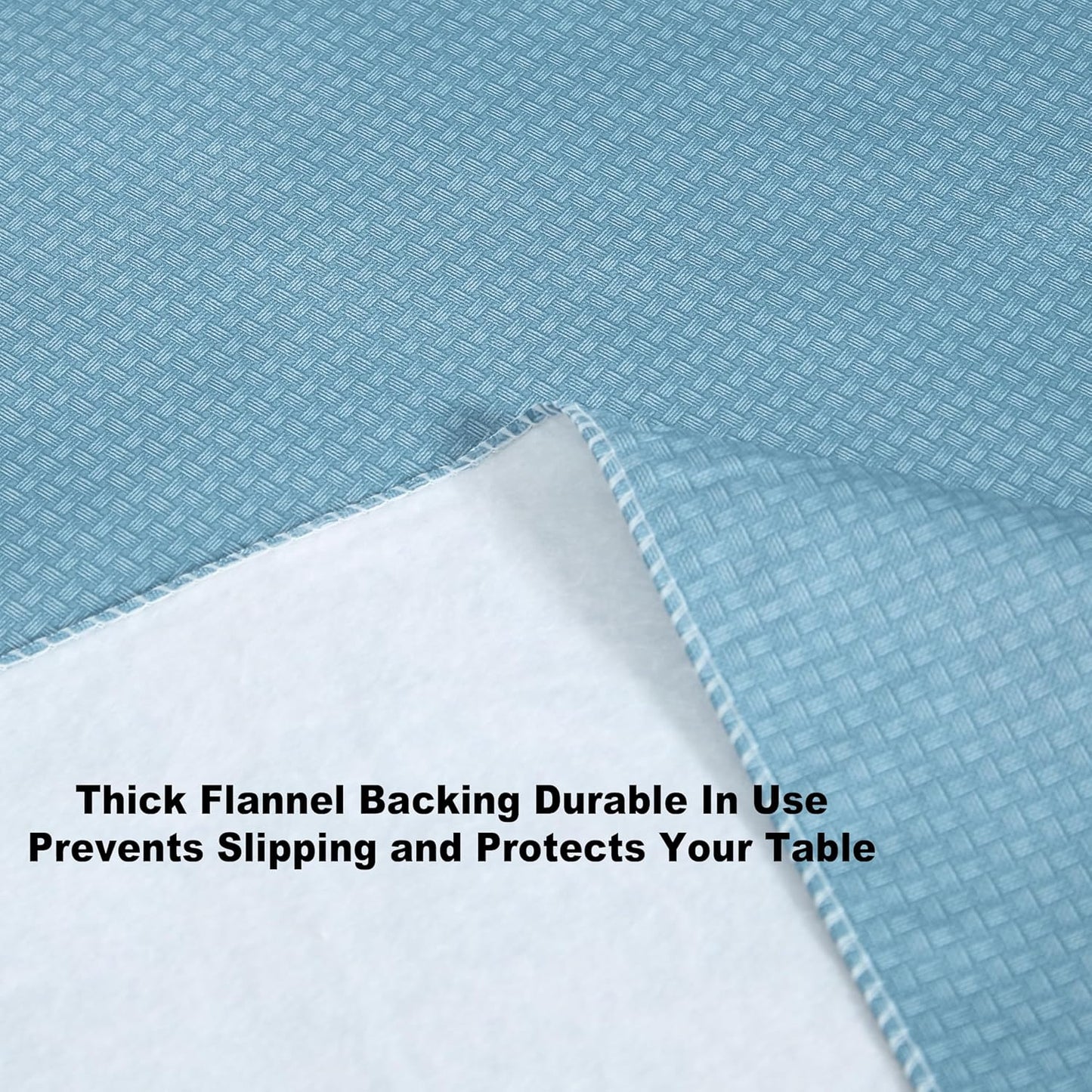 Newbridge Basketweave Vinyl Flannel Backed Tablecloth, 70 Inch Round, Blue, Basket Weave Textured Indoor Outdoor Waterproof Table Cover for Patio, Kitchen, Dining