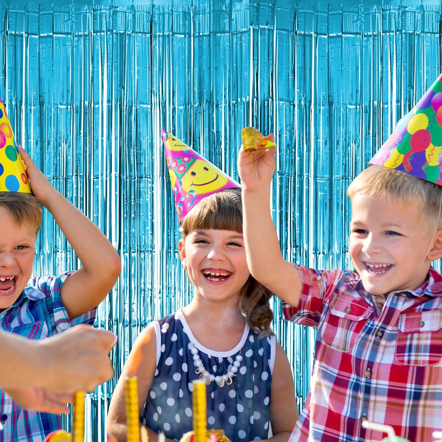 2 Pack Light Blue Fringe Backdrop Curtains, Light Blue Streamers Party Backdrop, Christmas Decorations, New Year Decorations, White Party Decorations Supplies For Birthday, Holidays, Parties & More
