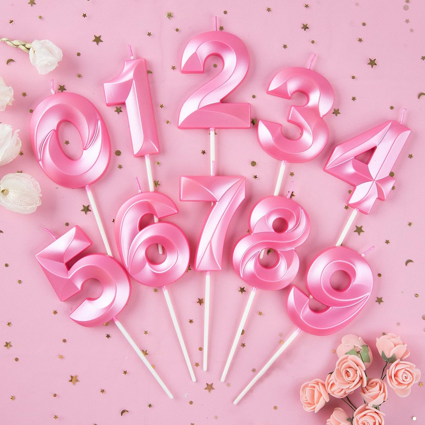 PHD Cake 2.76 Inch Diamond Pink 7 Number Birthday Candles, Party Celebration