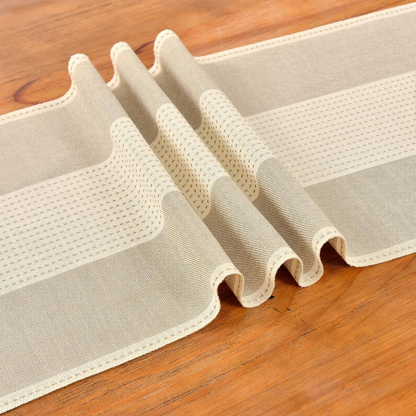 Wracra Linen Table Runner, Farmhouse Macrame Table Runners 108 Inches Long for Dining Table Decor, Wedding, Party and Dresser Decor (Light Coffee,108")
