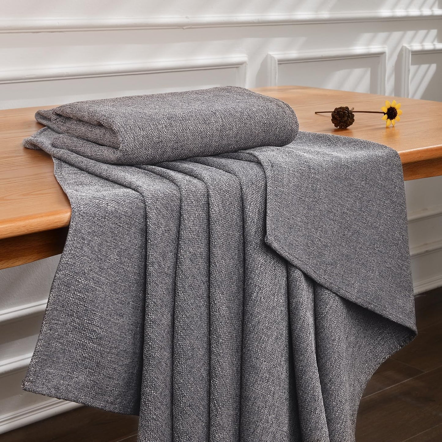 SEASHORE TREE Rectangle Tablecloth Linen Textured Table Cloths 57 x 85 Inch Waterproof Spill-Proof Wipeable Wrinkle Free Dining Table Cover for Buffet Party Wedding Outdoor and Indoor Use, Gray