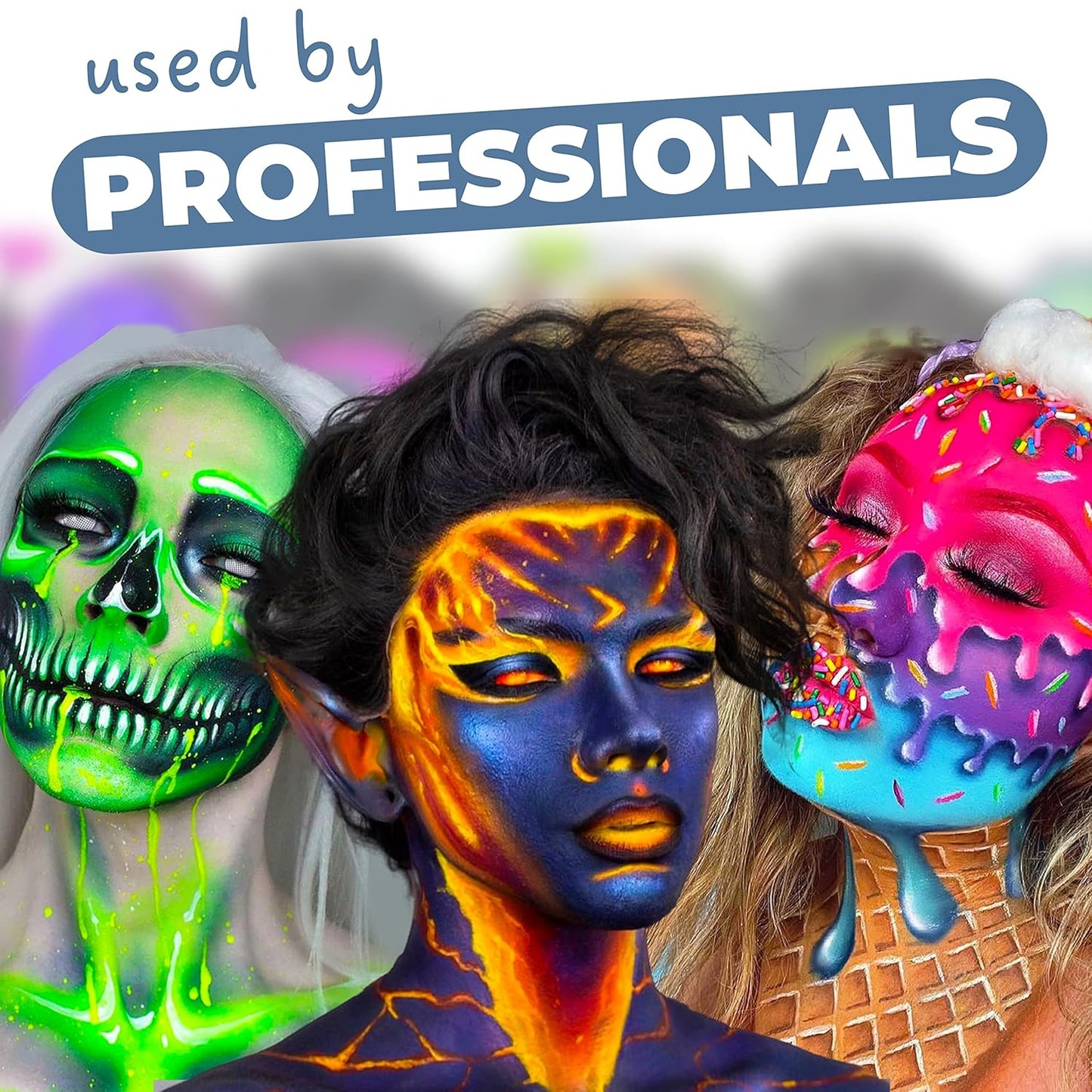 Blue Squid Face Paint Water Based Single Cake Professional Face Paint & Body Paint - Water Activated, Kids Adults Face Painting for Costume, Halloween Makeup, Cosplay - Classic Black Face Paint 30g