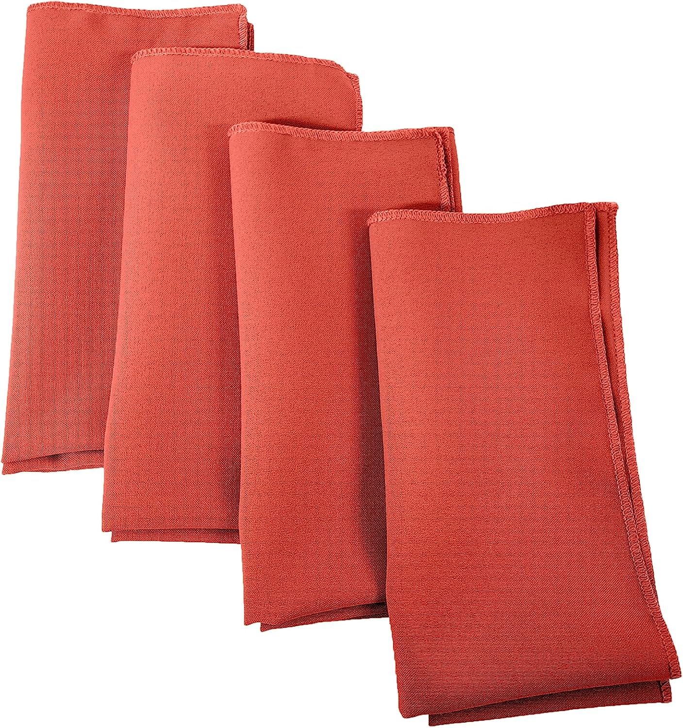 LA Linen 4-Pack Poly Blend Napkins - Soft, Washable, Stain & Wrinkle Resistant - Dinner & Party Napkins - Coral, 18x18