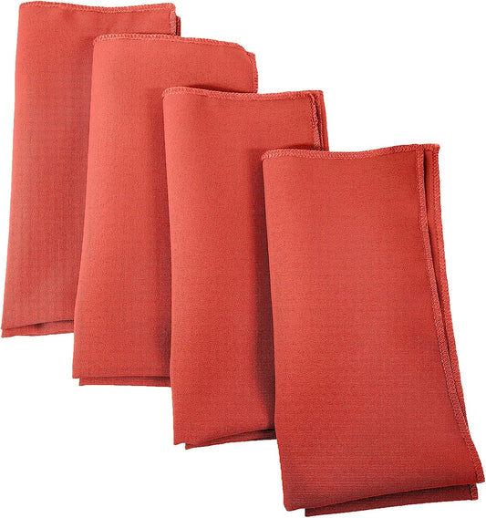 LA Linen 4-Pack Poly Blend Napkins - Soft, Washable, Stain & Wrinkle Resistant - Dinner & Party Napkins - Coral, 18x18